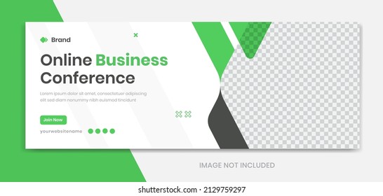 Green corporate banner design template, creative shapes vector