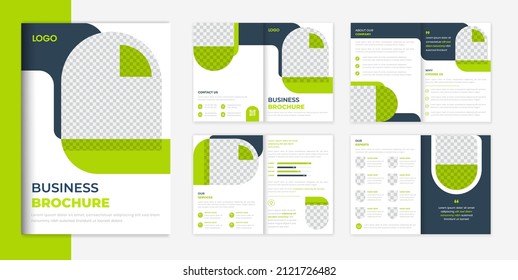 Green Corporate brochure design template for business profile multipage layout vector