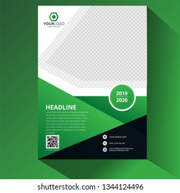 Green Corporate business annual report brochure flyer design. Leaflet cover presentation. Catalog with Abstract geometric background. Modern publication poster magazine, layout, template. A4 size 