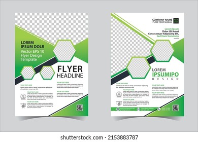 Green corporate business annual report brochure flyer design template vector, Leaflet cover presentation abstract geometric background, modern publication poster magazine, layout in A4 size