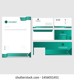 Green corporate identity set template vector