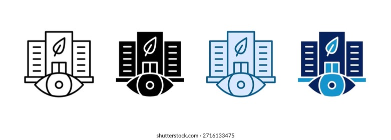 Conjunto de iconos de visión Corporativa verde Colección de estilo múltiple