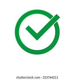 Green correct symbol isolated on  white background