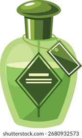 Frasco de perfume cosmético verde Ilustración vectorial