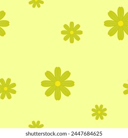 green cosmos or daisy flower seamless pattern transparent background. vector illustration for wrapping paper, printing, card