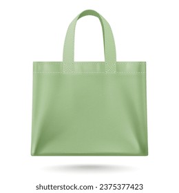 Green Cotton Eco-bag for Retail and Shopping, featuring handles. Perfect for retail and shopping purposes. Isolated on a white background
