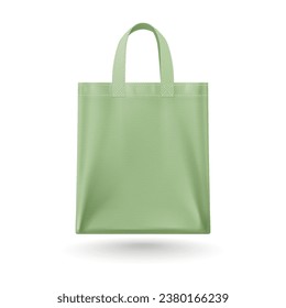 Green Cotton Eco-bag for Retail and Shopping, featuring handles. Perfect for retail and shopping purposes. Isolated on a white backdrop