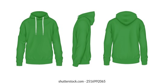 Sudaderas con capucha de algodón verde con ilustración de maqueta de logotipo