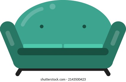 Green couch icon. Soft seating furniture for rest and relax