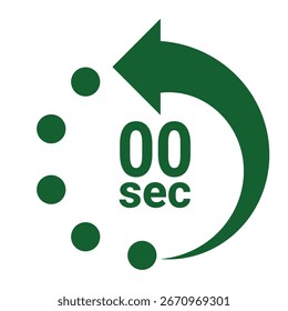Green countdown timer icon showing zero seconds with arrow reset.