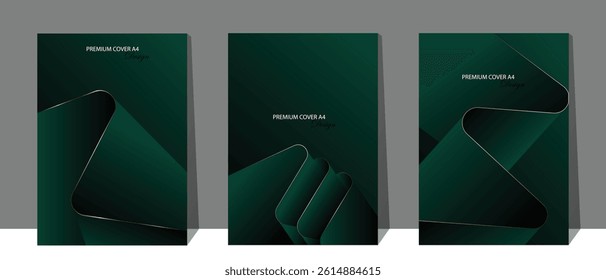 Green cover design. Dark green cover in A4 size. Luxury green cover design. Suit for cover, brochure, poster, annual report, invitation card, voucher, etc.
