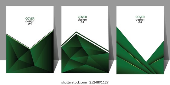 Design de tampa verde. Capa abstrata moderna.Modelo de design de capa de livro corporativo em A4. Pode adaptar-se ao folheto, relatório anual, revista, cartaz, apresentação de negócios, portfólio, panfleto, banner, site