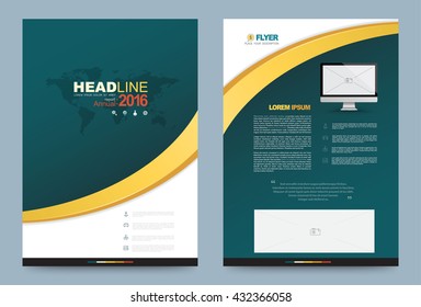 Green Cover design template. Vector illustration. Use for annual report brochure flyer, Leaflet presentation background, Front and back layout in A4 size