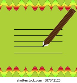 Green cover with a pencil inscription