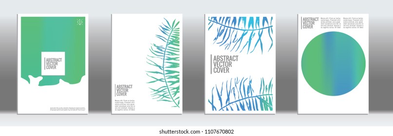 Green cover template. Wedding exotic layout. Background for corporate annual report, poster, magazine first page. Minimal leaflet, business flyer. Promotion concept card. A4 flat geometric cover