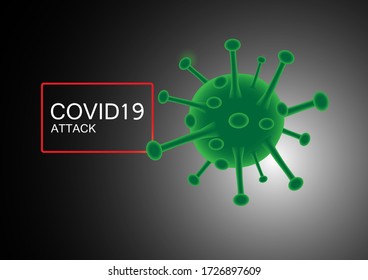 Green Covid virus on a dark background