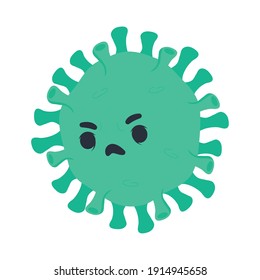 green covid19 virus pandemic particle comic character vector illustration design