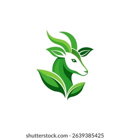 Green Cow Logo Design. Green Leaf with Cow Head Graphic Design. Farm Logo, Icon, Symbol, Vector, Design Inspiration.	
