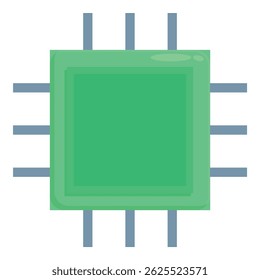 Green cpu chip connecting with pins on a motherboard, essential for computer processing