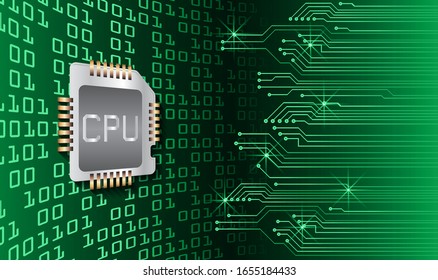 fondo de concepto de tecnología futura de circuito cibernético de CPU verde