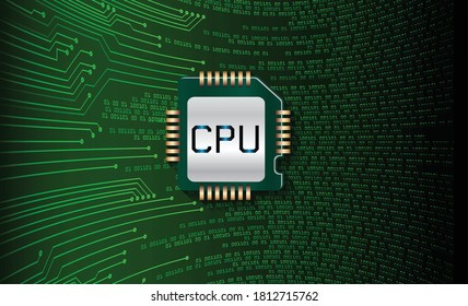 Green CPU cyber circuit future technology concept background