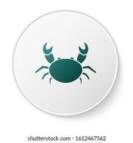 Green Crab icon isolated on white background. White circle button. Vector Illustration