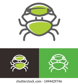 green crab with leaf logo icon design 