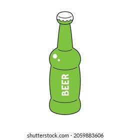 Green craft beer bottle isolated vector icon