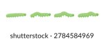 Green crawling caterpillar vector isolated on white background. Insect movement animation stages for educational projects, games and motion design.