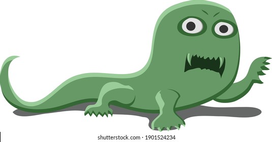 Green crawling monster vector illustration