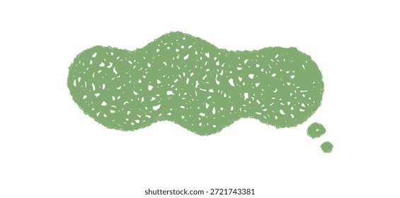 Green crayon speech cloud in a fluid, sketch style. This unique bubble design blends chat and comment with a thought element. Illustration suits dialogue and message context with creative flair.