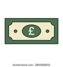 Green and cream colored banknote with pound symbol