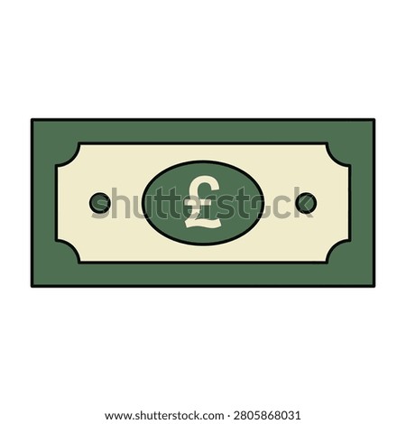 Green and cream colored banknote with pound symbol