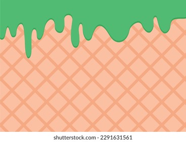 Green Cream Melted on Wafer Background : Vector Illustration.