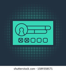Green Create account screen icon isolated on blue background. Abstract circle random dots. Vector Illustration