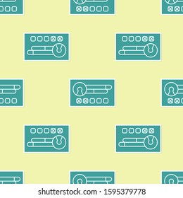 Green Create account screen icon isolated seamless pattern on yellow background.  Vector Illustration