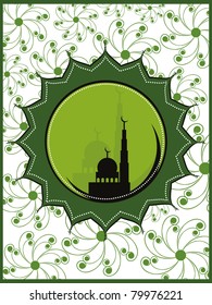 fondo de arte creativo verde con mezquita, ilustración