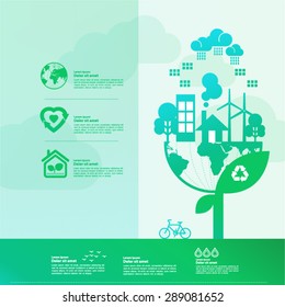 Green  creative ecology thinking  set