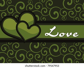 green creative floral pattern background with heart