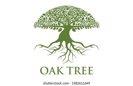 Green Creative Oak Tree Logo Design Symbol Illustration