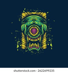green creature one eye artwork illustration