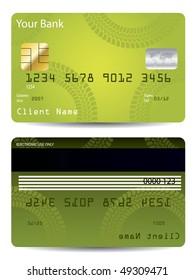 Green credit card design with tire track