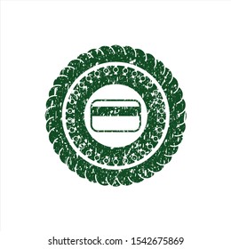 Green credit card icon inside distress rubber texture