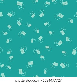 Green Credit card icon isolated seamless pattern on green background. Online payment. Cash withdrawal. Financial operations. Shopping sign.  Vector