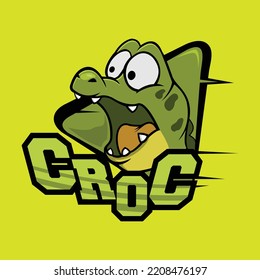 Green Croc Sport Mascot Logo Design Vector