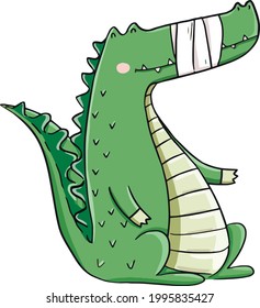 green crocodile cartoon doodle vector