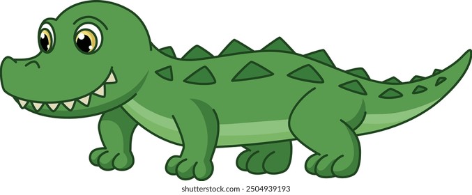 Green crocodile cartoon icon. Reptile animal character