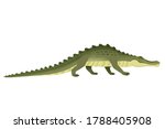Green crocodile character big carnivore reptile cartoon animal design flat vector illustration isolated on white background