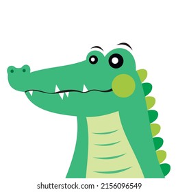 Green crocodile character for kids room interior, reptile animal illustration