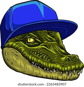 green crocodile with hat vector illustration design